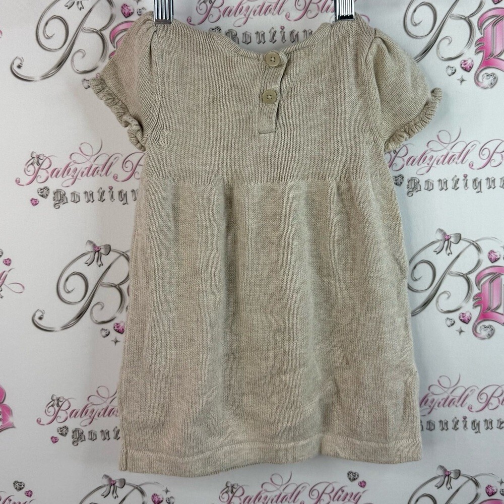 Koala Kids dress knitted warm cozy rose bud Cream Knit Dress with Bow Accent - Picture 2 of 14